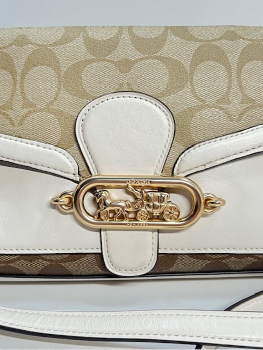 Coach Jade Shoulder Bag in Blocked Signature Canvas/Leather #2723 Lt Khaki/Chalk - Picture 2 of 11